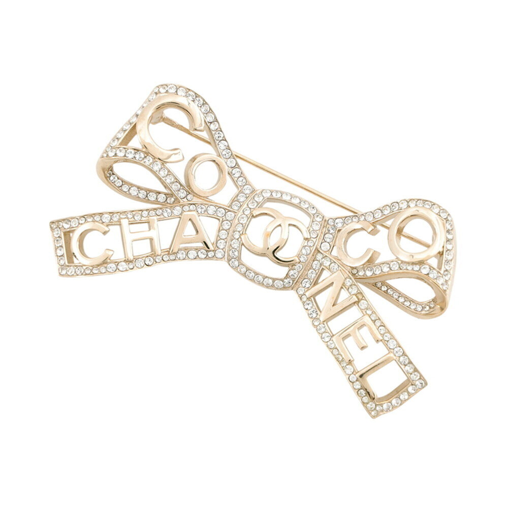 Chanel Brooch Ribbon Coco Mark Rhinestone B20 P AB4804 CHANEL BROACH